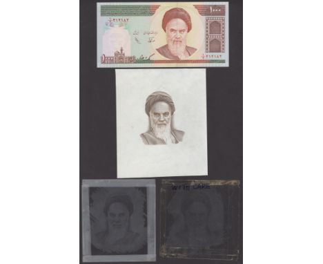 Central Bank of the Islamic Republic of Iran, a die proof portrait of Ayatollah Ruhollah Khomeini  that is used on the 1000 R