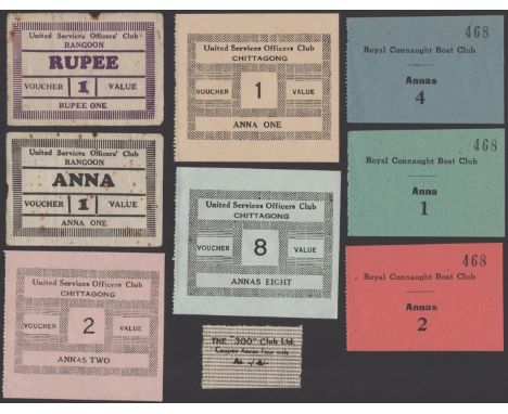 India, A Remarkable Group of c.WWII Coupons, generally for Military and Civilian Clubs, comprising United Services Officers’ 