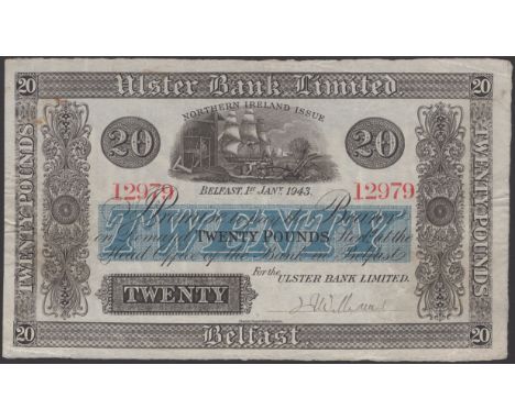 Ulster Bank Limited, £20, 1 January 1943, serial number 12979, manuscript Williams signature, an original and attractive very