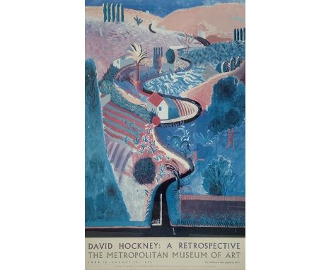 After David Hockney (British 1937-):  'Nichols Canyon', lithograph exhibition poster 'A Retrospective The Metropolitan Museum