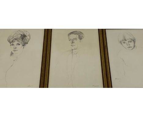 * Don Bachardy (American 1934-): Portrait Studies of George, 7th Earl of Harewood and Patricia, Countess of Harewood, pencil 