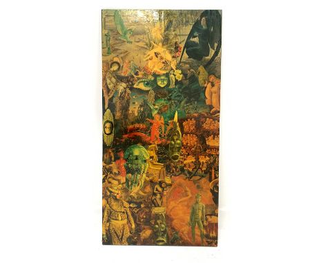 June Howarth (20th century): 'Self Portrait', print collage on board signed and titled verso 82cm x 46cm unframed 
