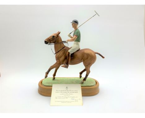 Royal Worcester model of H.R.H The Duke of Edinburgh, modelled by Doris Lindner, printed black mark to base, H40cm, on a wood
