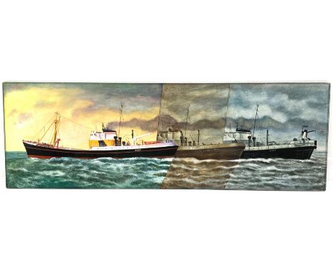 G Mayhew (British 20th century): Ship's Portrait - 'Arctic Corsair', Three Stages of Life, oil on board signed and dated 1196