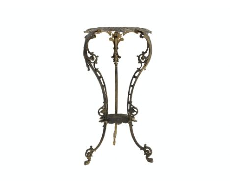 Cast gilt metal two tier tripod occasional table with scrolled decoration, H75cm Condition Report & Further Details Click her