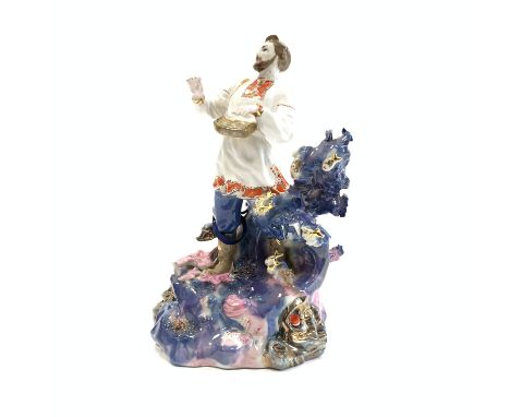 * Soviet figure of Feodor Chaliapin, 20th Century, printed blue 'K' mark modelled on a sub aquatic mound base H31cm Provenanc