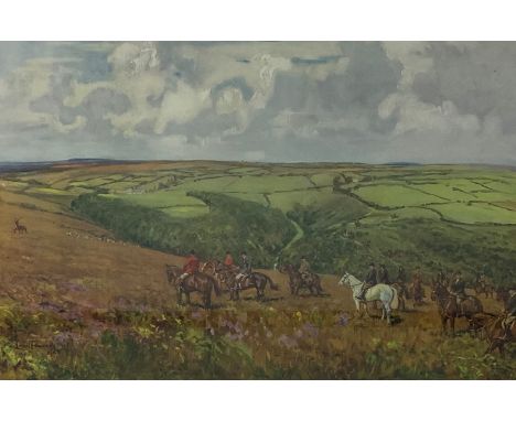 Lionel Edwards (British 1878-1966): 'The Devon and Somerset Staghounds' coloured print, signed in pencil 46cm x 63cm