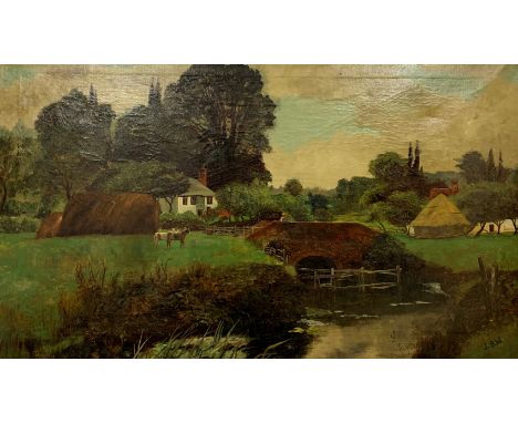 Collection of 19th century and later oils, watercolours and prints including oil by Barry Atkinson, Rural Landscape, oil sign