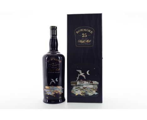 BOWMORE 25 YEAR OLD THE GULLS ISLAY SINGLE MALT  43% ABV / 70cl  Sat on the picturesque shore of Loch Indaal, Bowmore is a di