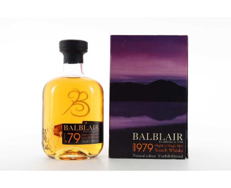 BALBLAIR 1979 VINTAGE HIGHLAND SINGLE MALT  Distilled: 1979Bottled: 200746% ABV / 70cl  The Highland distillery of Balblair, 