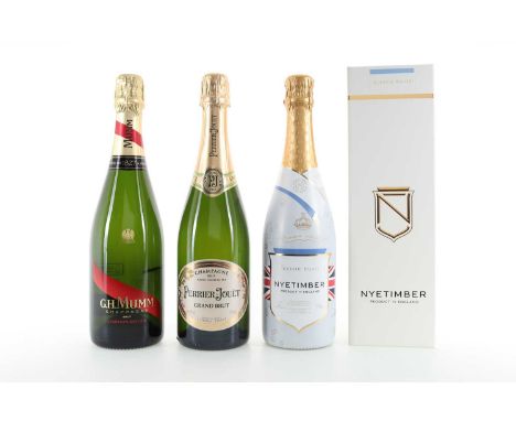 2 BOTTLES OF CHAMPAGNE AND A BOTTLE OF ENGLISH SPARKLING WINE INCLUDING G.H. MUMM CORDON ROUGE BRUT  G.H. Mumm Cordon Rouge B