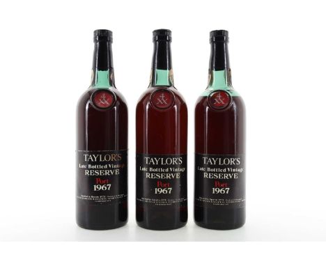 3 BOTTLES OF TAYLOR'S 1967 LATE BOTTLED VINTAGE RESERVE PORT No stated ABV / each approximately 75clQty: 3