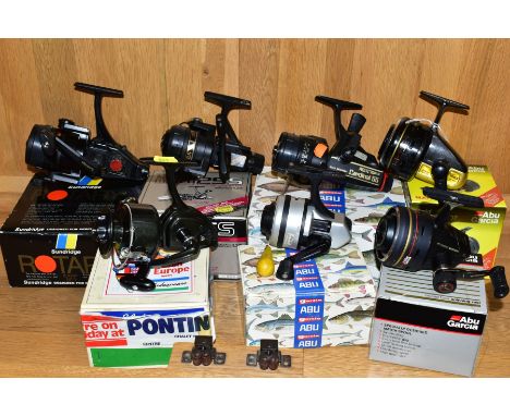 SEVEN BOXED FISHING REELS, comprising Shakespeare 2210 II Ball Bearing, Abu Garcia Gold Max 507, Diplomat 602, Cardinal 55 an