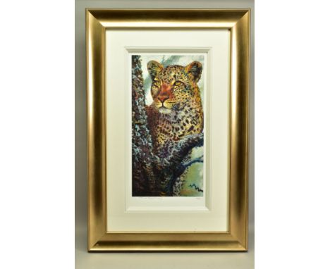 ROLF HARRIS (AUSTRALIA 1930) 'ALERT FOR PREY' a limited edition print of a Leopard 183/195, signed to lower margin, with cert