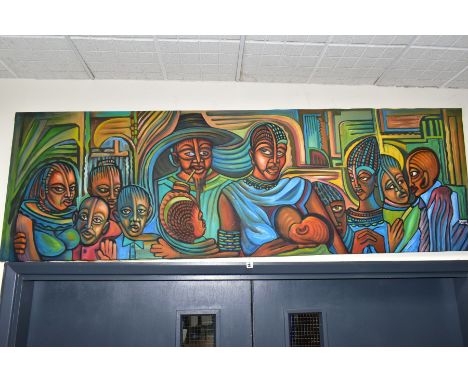 FRED KAKINDA KIZITO (UGANDA 1965) 'FAMILY PORTRAIT', twelve members of a family including a breast feeding mother, father dri