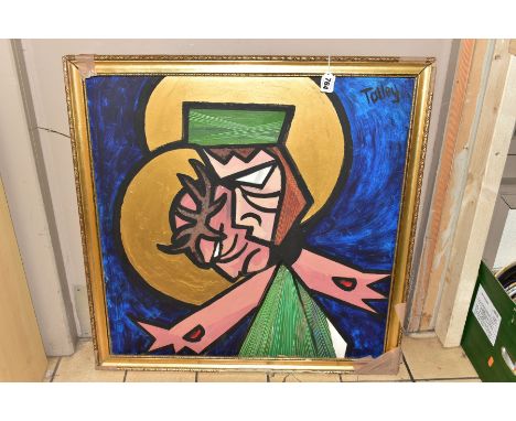 BILL TOLLEY (BRITISH 1936- 2012?) A PORTRAIT OF A CHRIST LIKE FIGURE, an early work, possibly a study for a stained glass wor