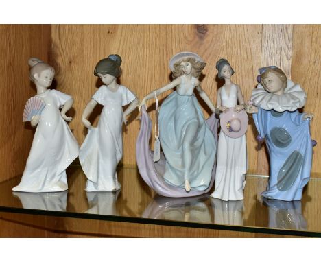 FIVE LLADRO/LLADRO NAO FIGURINES, comprising Lladro May Dance no 5662 by Jose Puche, height 22cm (two fingers missing), Lladr
