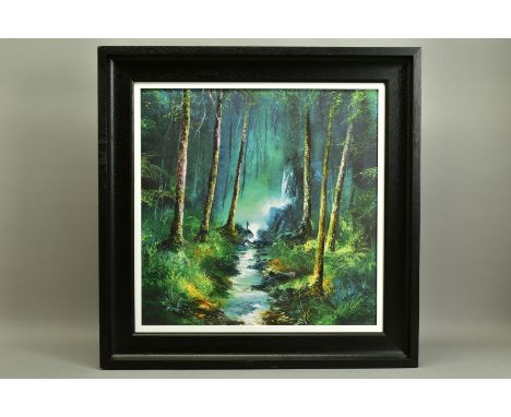 PHILIP GRAY (IRELAND 1959) 'FOREST OF LIGHT' a landscape with waterfall, a limited edition print 75/195, signed bottom right 