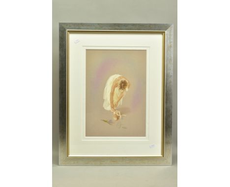 KAY BOYCE (BRITISH CONTEMPORARY) 'BALLET SLIPPERS', a signed limited edition print of a female figure wearing a ballet costum