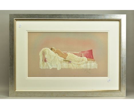 KAY BOYCE (BRITISH CONTEMPORARY) 'SLEEPING BEAUTY', a signed limited edition print of a female figure in repose, 272/295 with