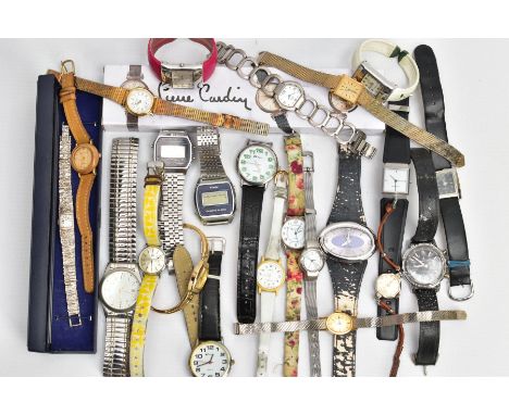 A BOX OF ASSORTED FASHION WRISTWATCHES, ladies and gents fashion watches with names to include 'Sekonda, Casio, Lorus' etc