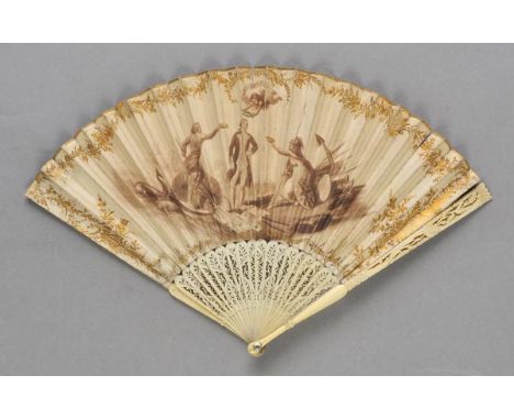 *George Brydges, 1st Baron Rodney. Admiral Rodney, n.p., circa 1792,  folding paper fan, the leaf with a mezzotint in brown s