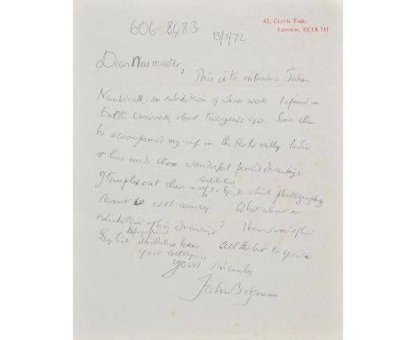 *Betjeman (John, 1906-1984). A series of 10 autograph letters, 10 typed letters, 2 autograph postcards and six typed postcard