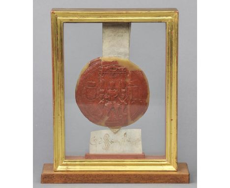 *Philip II (King of Spain, 1527-98). Great seal of Philip II of Spain,  red wax seal on original tag, fragment of manuscript 