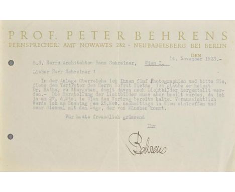 Hoeber (Fritz). Peter Behrens, Munich: Georg Müller & Eugen Rentsch, 1913,  black & white portrait frontispiece and numerous 