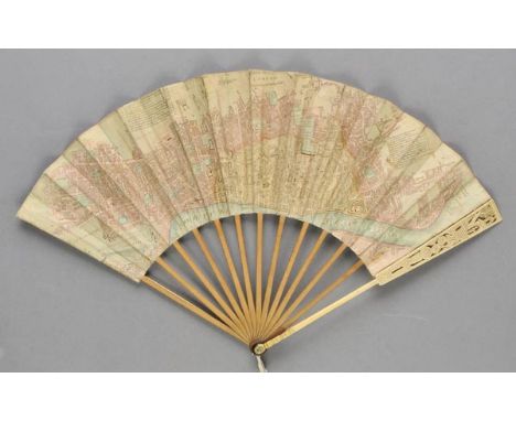 *Map fan. A New and Correct Plan of London, including all ye New Buildings &c., n.p., circa 1760,  folding paper fan, the han