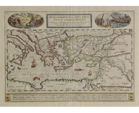 *Mediterranean. Ortelius (Abraham), Peregrinationis Divi Pauli Typus Corographicus..., [1579 or later], hand coloured engrave