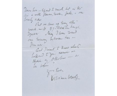 *Woolf (Virginia, 1882-1941). Autograph letter signed 'Virginia Woolf', Monks House, Rodmell, Lewes, 12 July [1940], to Phili