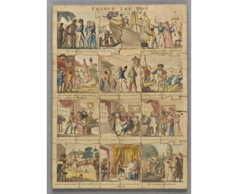 *Jigsaw. Prince Lee Boo, [James Izzard, 1818?],  hand-coloured engraved wooden jigsaw puzzle, with thirty-six pieces forming 