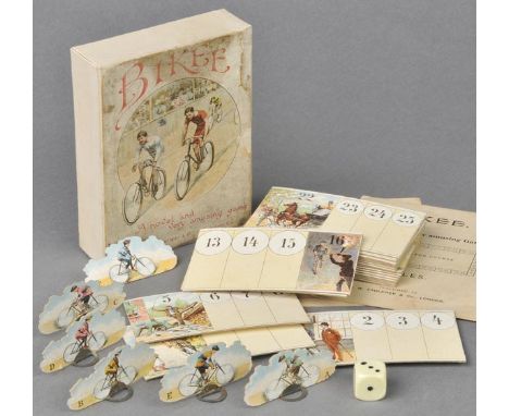 *Cycling game. Bikee, A Novel and Very Amusing Game, C.W. Faulkner & Co., circa 1900,  twenty chromolithographed cards, with 