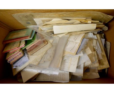 *Miscellaneous ephemera, an assorted collection of mostly manuscript paper ephemera, 17th century and later, including letter