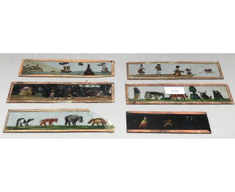 6 Very early glass magic lantern slides 