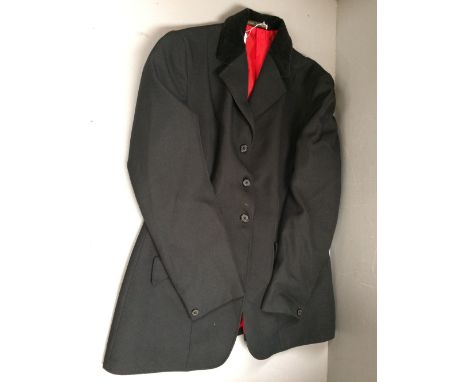 Ladies black hunting coat with scarlet lining (size 38) 