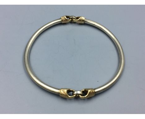 Silver &amp; gold linked slave style bangle 