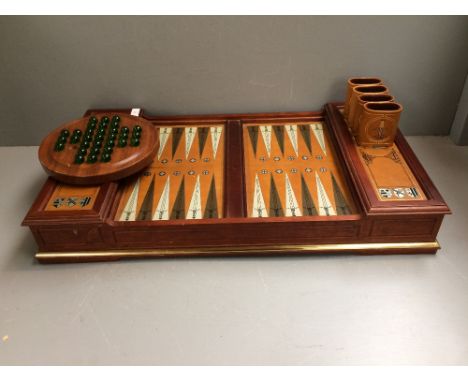 Backgammon board, with solitaire and cards etc 