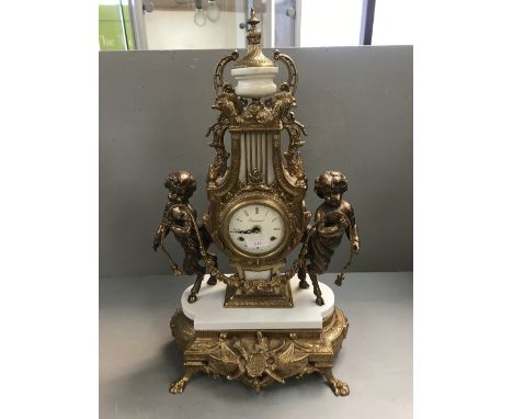 Italian made Imperial mantle clock in the classical style made in brass &amp; marble 63 cm tall 