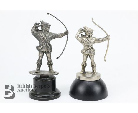 An attractive 1920s nickel plated accessory motoring mascot featuring Robin Hood - the legendary English outlaw, Robin of Lox
