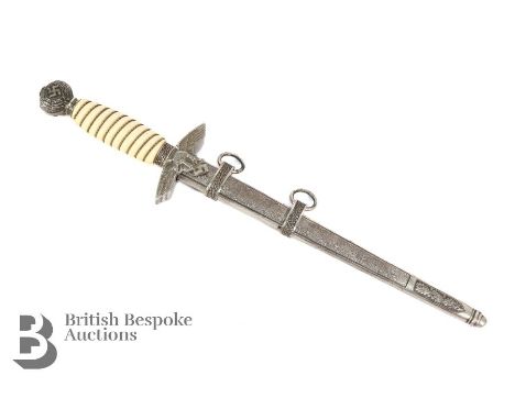 WWII era German officers dress dagger, the blade manufactured by Paul Weyersberg & Co Berlin, the hilt having wire wrapped wh