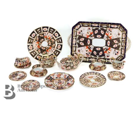 Royal Crown Derby tea set, Imari pattern, comprising large rectangular tea tray approx 49 x 32 cms, teapot, milk jug, sugar b