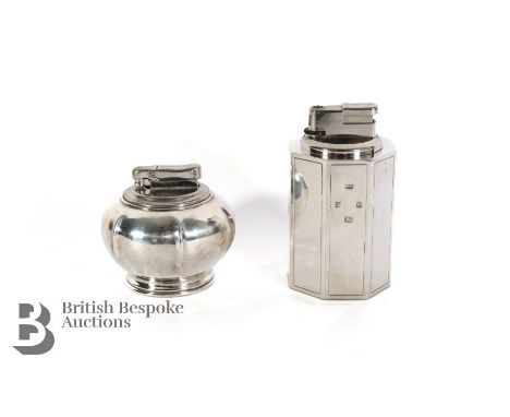 Vintage silver table lighters, a Colibri lighter, Birmingham hallmark, dated 1992 mm Mappin &amp; Webb approx 10 cms h and an