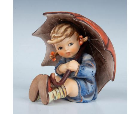 Large Hummel, Umbrella Girl with red umbrella. Signed by master sculptor. Goebel backstamp TMK7. Issued: 1991-2000Dimensions: