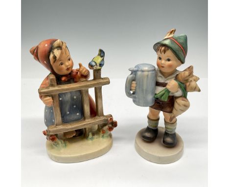 Light gloss, hand painted figures in outdoor activities. Lot includes Signs of Spring 203 and For Father 87. Goebel Hummel ba