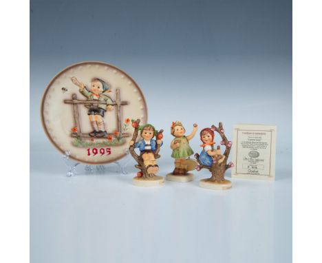 Hand painted, light gloss figurines include Apple Tree Boy 142, Forever Yours 793, Apple Tree Girl 141 and 1995 Annual Plate,