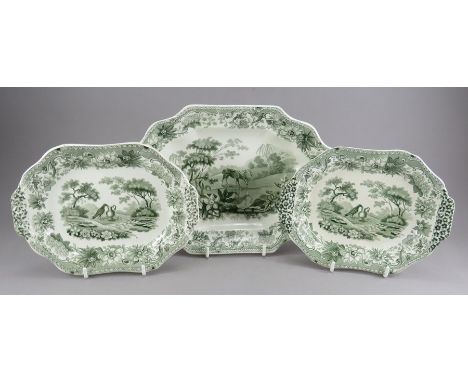 A group of early nineteenth century green and white transfer-printed Spode Aesop's Fables series wares c. 1830. To include: t