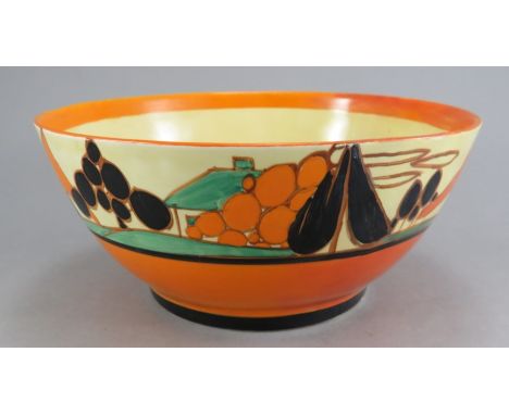 An early twentieth century Art Deco Wilkinson Pottery Clarice Cliff Fantasque bowl, c. 1930. It is hand-painted with Orange T