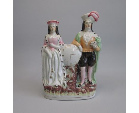 A Staffordshire figure of Mrs Siddons and  Kemble as Hamlet and Lady MacbethDate  circa 1860Size  21cm high Condition;  resto